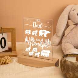 First Dad Now Grandpa Led Night Light Father's Day Gift For Gifts Personalized Bear Family Lamp With Kids Names, New - thumbnail 4