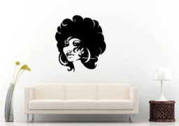 African Afro Hair Style Cut Salon Spa Beauty Art Design Woman Women Girl Female Wall Sticker Decal Vinyl Mural Decor L2313 - thumbnail 1