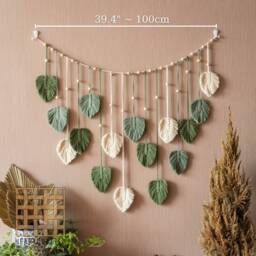 Macrame Leaf Garland, Botanical Tapestry, Leaves Headboard Macrame, Boho Nursery Decor, Wall Art, Eclectic Art L09 - thumbnail 3