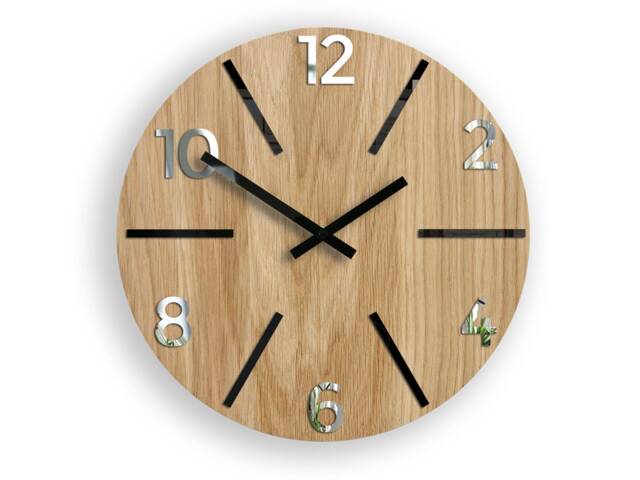 Wall Clock, Wood Clock, Large Wall Gift, Decor, Unique Wall, Oak, Clocks, Mirror Black - image 1