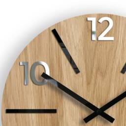 Wall Clock, Wood Clock, Large Wall Gift, Decor, Unique Wall, Oak, Clocks, Mirror Black - thumbnail 2