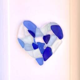 Sea Glass Heart, Framed Coastal Art, Beach Decor, Valentines Day - 5x7 Inch - thumbnail 3