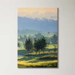 Mountain Golf Course 3 Panel Split Canvas Wall Art Scenic Landscape Painting Clubhouse Decor Oil Framed Home - thumbnail 4