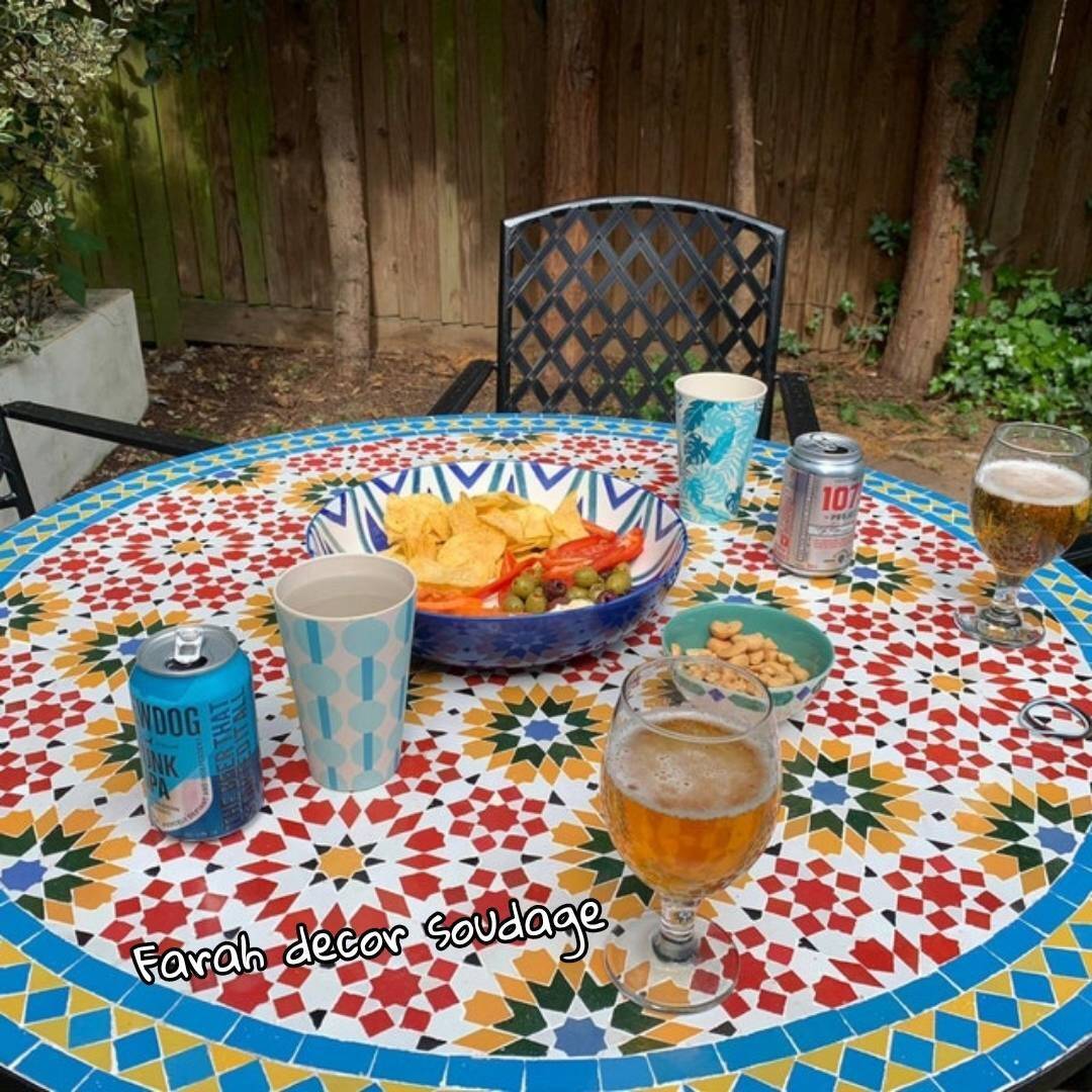Colorful Mosaic Outdoor Table Mosaic Table And Two Chairs Set