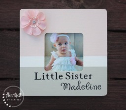 Personalized Little Sister Picture Frame - Hand-Painted Nursery Decor - thumbnail 1