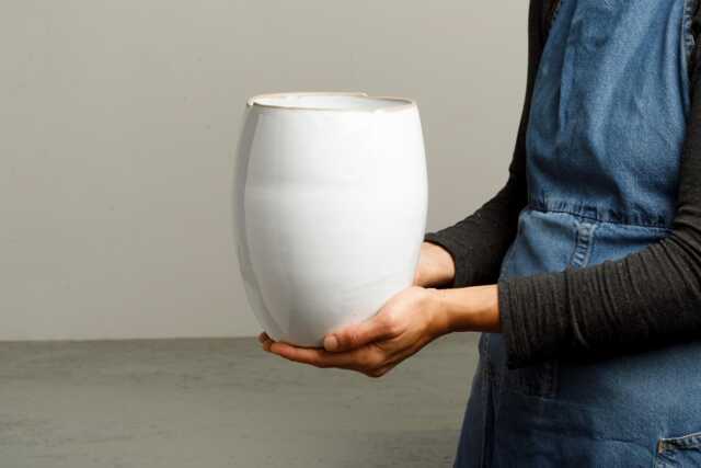 White Minimalist Handmade Ceramic Flower Vase, Modern Decorative Tall Pottery Pot, Unique Artisan Elegant Home Decor Wedding Gift - image 1