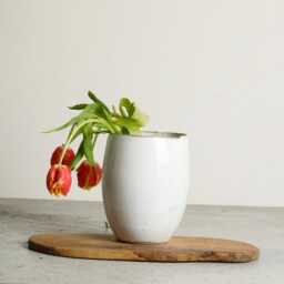 White Minimalist Handmade Ceramic Flower Vase, Modern Decorative Tall Pottery Pot, Unique Artisan Elegant Home Decor Wedding Gift - thumbnail 3