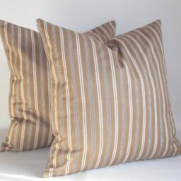 striped Cotton Throw Pillow Set Beige, Ecru, Navy, White - 20'' X 20'' - thumbnail 2