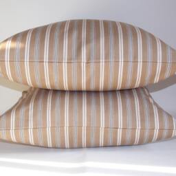 striped Cotton Throw Pillow Set Beige, Ecru, Navy, White - 20'' X 20'' - thumbnail 4