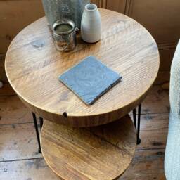 Handcrafted Rustic Round Nest Of Tables - Scaffold Board Furniture Side Wood - thumbnail 3