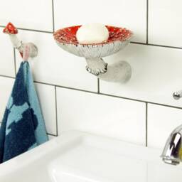 Mushroom Soap Dish, Towel Hook, Decor, Floating Bathroom Shelves, Shower Soap Accessories, Amanita Sponge Holder - thumbnail 2