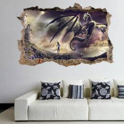 Dragon Fantasy Castle Wall Sticker Mural Decal Print Art Kids Bedroom Decor cm35 - thumbnail 2