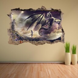 Dragon Fantasy Castle Wall Sticker Mural Decal Print Art Kids Bedroom Decor cm35 - thumbnail 3