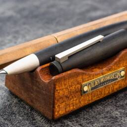 The Pen Rest Wooden & Brush Stand, Eco-Friendly Mahogany Desk Organizer, Handmade Gift For Painters, Office - thumbnail 2
