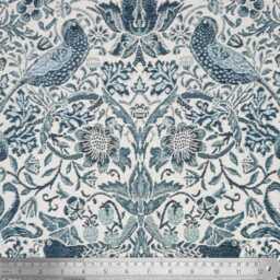 Custom Made William Morris Strawberry Thief Blue Chenille Blackout/Lining Curtains 3 - thumbnail 4