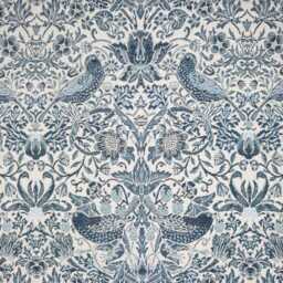 Custom Made William Morris Strawberry Thief Blue Chenille Blackout/Lining Curtains 3 - thumbnail 2