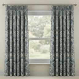 Custom Made William Morris Strawberry Thief Blue Chenille Blackout/Lining Curtains 3 - thumbnail 1