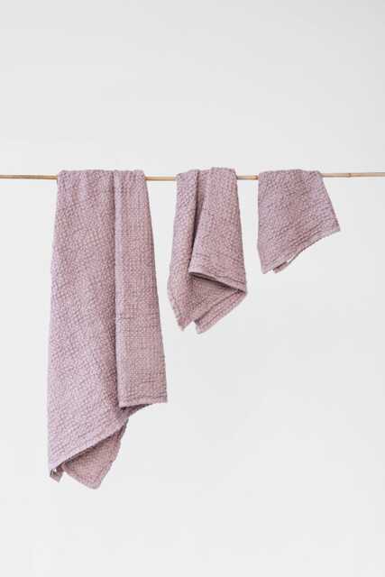 Woodrose Linen Waffle Towel Set - Dusty Pink Towels For Face, Hand, Body Soft Stonewashed Bath Spa Gift Her in Neutral Tones - image 1