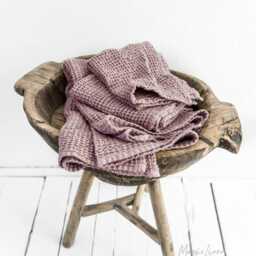 Woodrose Linen Waffle Towel Set - Dusty Pink Towels For Face, Hand, Body Soft Stonewashed Bath Spa Gift Her in Neutral Tones - thumbnail 3