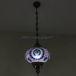 Turkish Handmade Mosaic Hanging Lamp - Extra Large Globe - No5 Globe - thumbnail 3