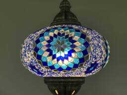 Turkish Handmade Mosaic Hanging Lamp - Extra Large Globe - No5 Globe - thumbnail 1