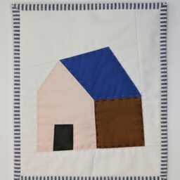 Hand Stitched Mini Quilted Wall Hanging One Of A Kind Tiny House Patchwork Textile Art - thumbnail 2