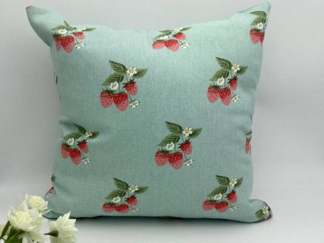 strawberry Cushion, Small Blue, Sophie Allport Design, Summer Decor - image 1