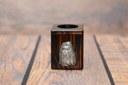 Shih Tzu - Wooden Candlestick With Dog, Souvenir, Decoration, Limited Edition, Collection - thumbnail 1