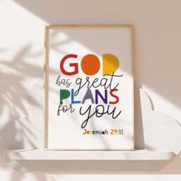 Set Of 3 Bible Verse Nursery Prints, Christian Wall Art Kids, Rainbow Sunday School Art, Girls Bedroom Decor Boys - thumbnail 2