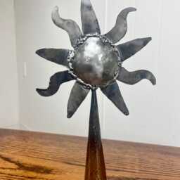 Christmas Tree Topper Sun Design, Handmade Steel Holiday Decor - thumbnail 2