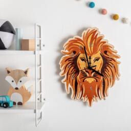Wooden Lion Bedroom Wall Clock - Wood Animal Children's Nursery Art - thumbnail 4