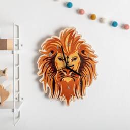 Wooden Lion Bedroom Wall Clock - Wood Animal Children's Nursery Art - thumbnail 2