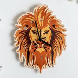 Wooden Lion Bedroom Wall Clock - Wood Animal Children's Nursery Art - thumbnail 3