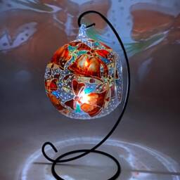 Stained Glass Christmas Bauble Candle Holder With Metal Stand - thumbnail 4