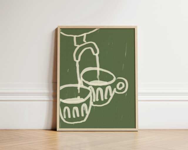 Coffee Mugs Print, Poster, Illustration Kitchen Wall Art, Aesthetic Cafe Trendy Kitchen, Unframed - image 1