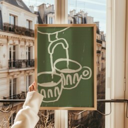 Coffee Mugs Print, Poster, Illustration Kitchen Wall Art, Aesthetic Cafe Trendy Kitchen, Unframed - thumbnail 3