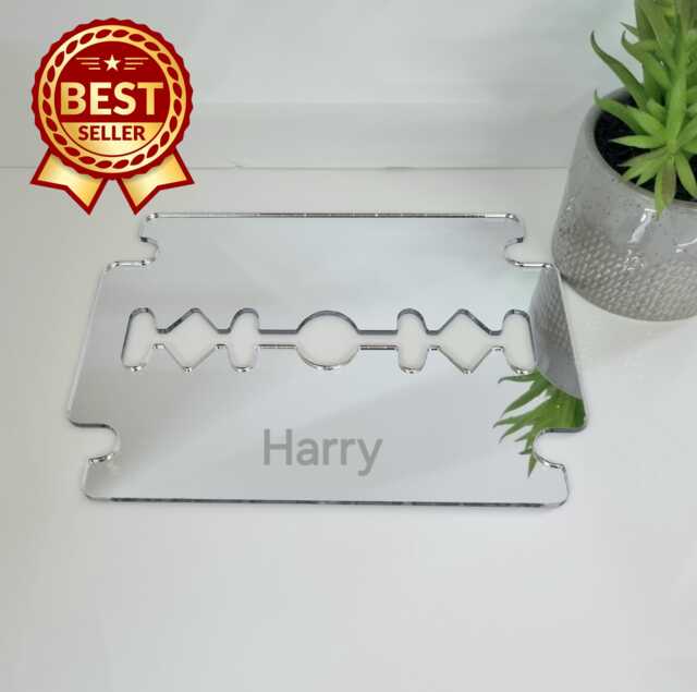 Personalized Razor Blade Acrylic Mirror Wall Art - image 1