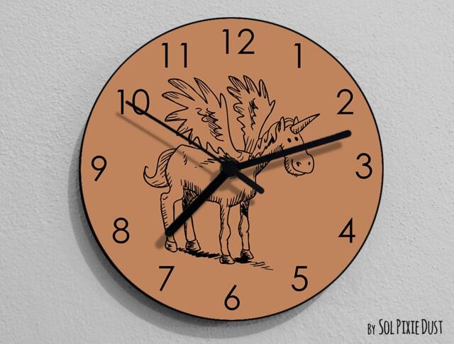 Pegasus Unicorn Hand Draw Wall Clock - Kids Nursery Room, Teens Baby Room - image 1