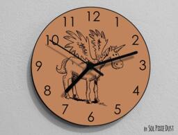 Pegasus Unicorn Hand Draw Wall Clock - Kids Nursery Room, Teens Baby Room - thumbnail 1