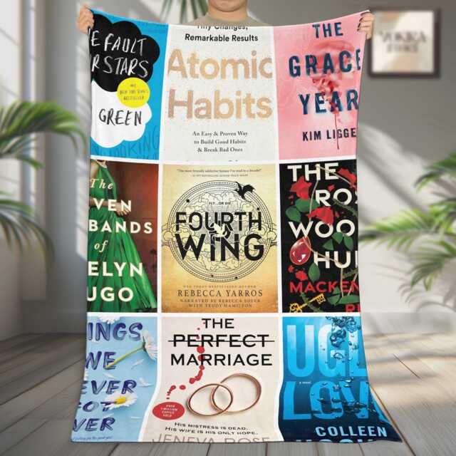 Book Lover Fleece Blanket, Custom Cover Photo Grid Readers Personalized Blanket Gift, Gift For Lovers, Decor - image 1