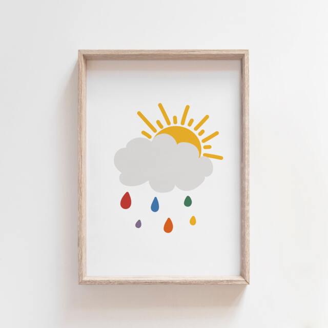 Rain Cloud Nursery Print, Wall Art, Girls Bedroom Decor, Playroom Prints, Kids Art - image 1