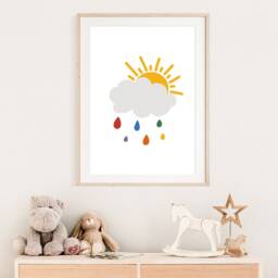 Rain Cloud Nursery Print, Wall Art, Girls Bedroom Decor, Playroom Prints, Kids Art - thumbnail 2