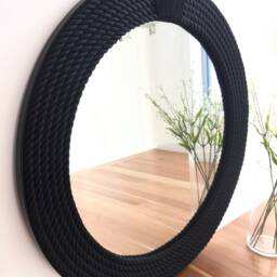 Large Black Rope Mirror - Nautical Hampton Home Decor - 80cm - thumbnail 3