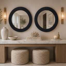 Large Black Rope Mirror - Nautical Hampton Home Decor - 80cm - thumbnail 2