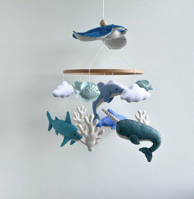 Ocean Baby Mobile, Sea Creatures Cot Mobile Hanging, Pregnancy Gift For First Time Moms, Congratulations Gift, Shower - image 1