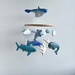 Ocean Baby Mobile, Sea Creatures Cot Mobile Hanging, Pregnancy Gift For First Time Moms, Congratulations Gift, Shower - thumbnail 3