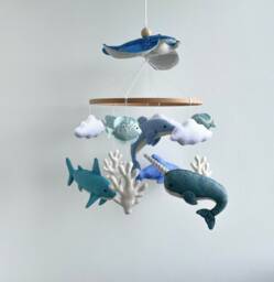 Ocean Baby Mobile, Sea Creatures Cot Mobile Hanging, Pregnancy Gift For First Time Moms, Congratulations Gift, Shower - thumbnail 1