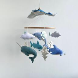 Ocean Baby Mobile, Sea Creatures Cot Mobile Hanging, Pregnancy Gift For First Time Moms, Congratulations Gift, Shower - thumbnail 2