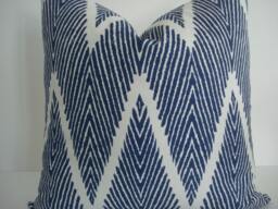 Navy/Ivory Ikat - Chevronthrows & Lumbars-Lacefield -Decorative Designer Pillow Cover-Geometric Toss - thumbnail 1