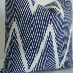Navy/Ivory Ikat - Chevronthrows & Lumbars-Lacefield -Decorative Designer Pillow Cover-Geometric Toss - thumbnail 2